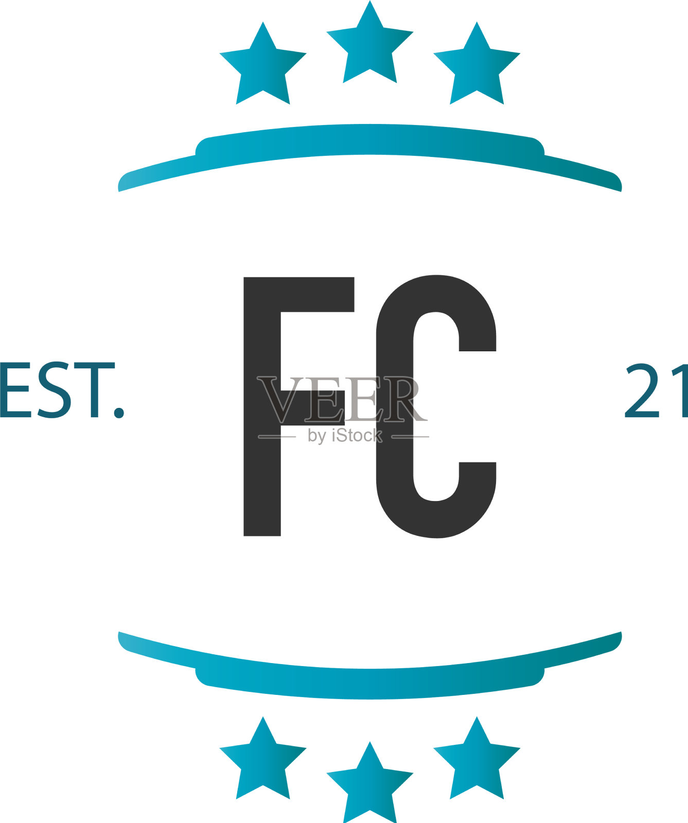 首字母fc之星创意标志设计插画图片素材