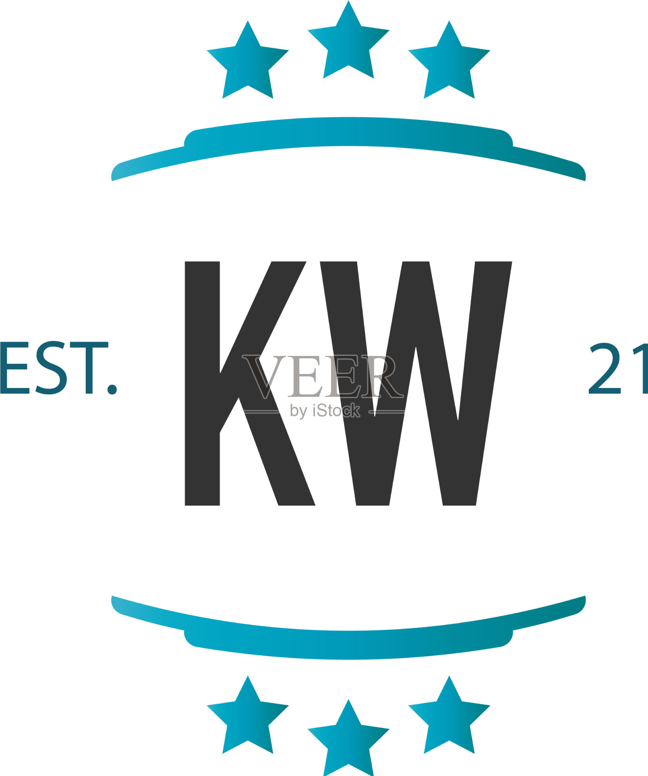 首字母kw星创意logo设计插画图片素材