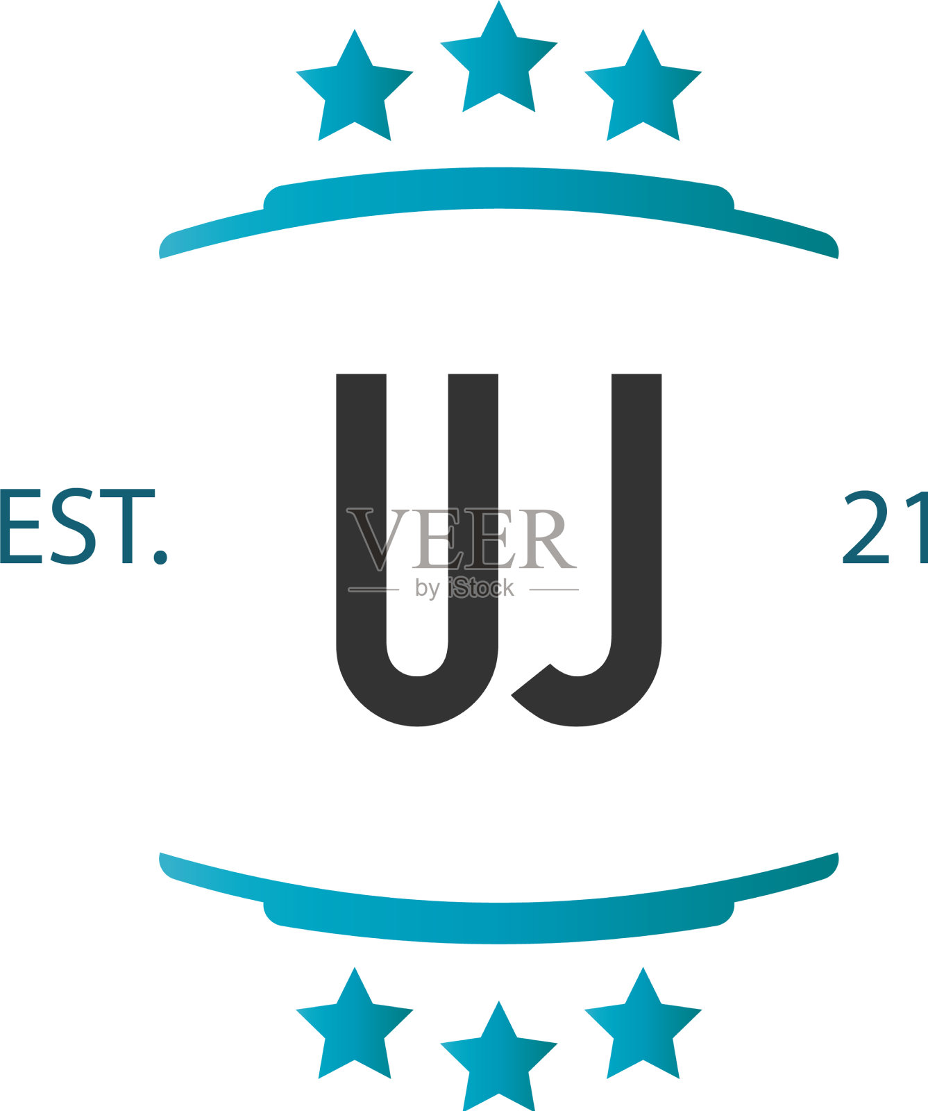 首字母uj星创意logo设计插画图片素材