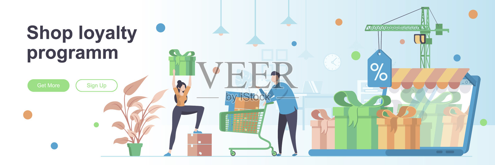 商店忠诚计划登陆页与人设计模板素材