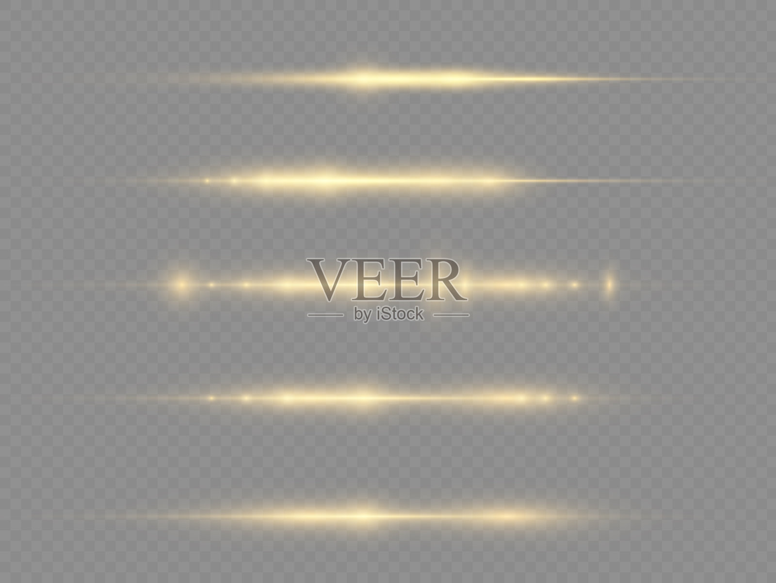 水平光线,光束,黄线辉光。插画图片素材