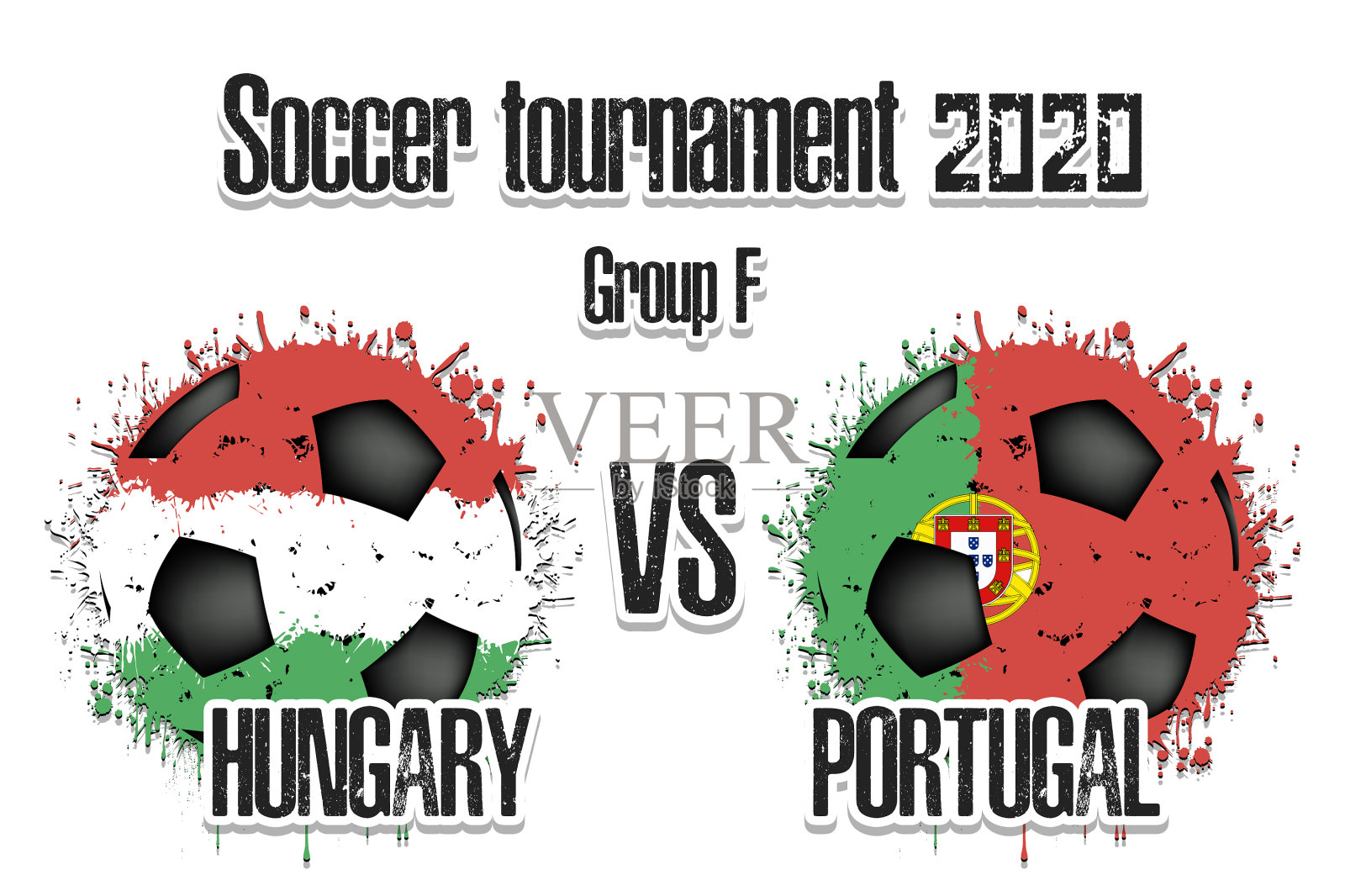 足球比赛匈牙利对葡萄牙插画图片素材