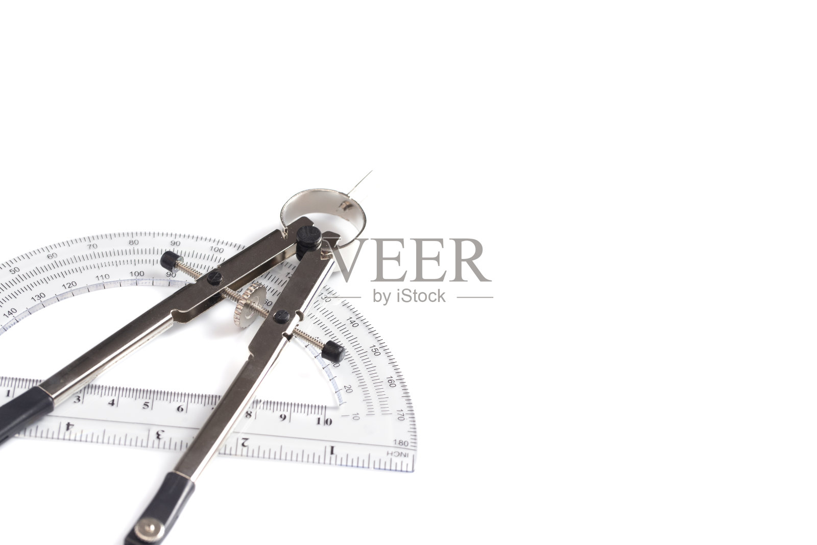 白色背景上的设计和几何工具照片摄影图片