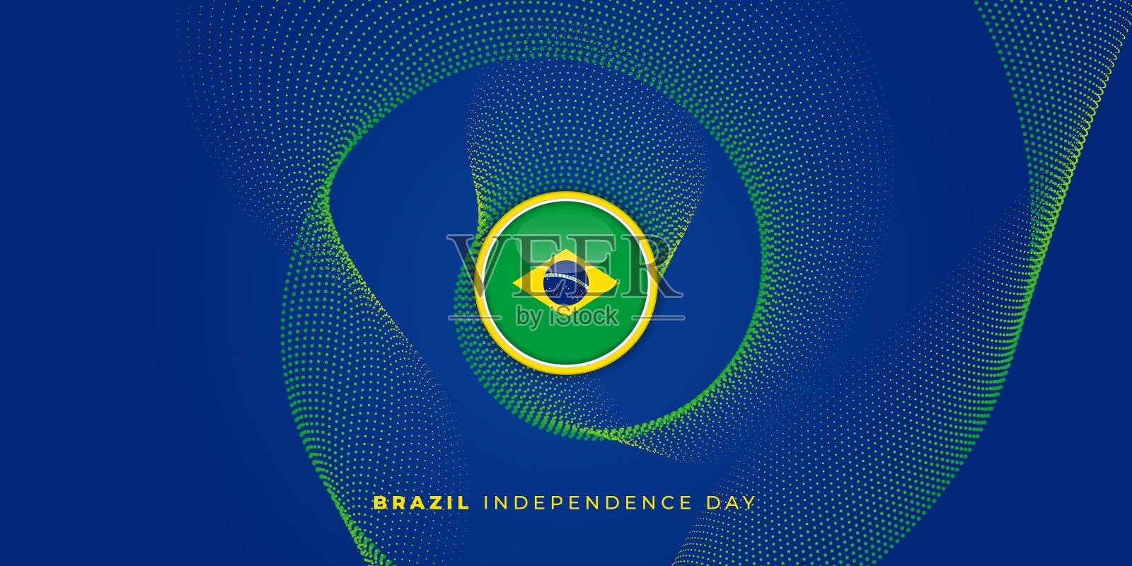 巴西圆形旗帜矢量插图与简单的蓝色背景插画图片素材