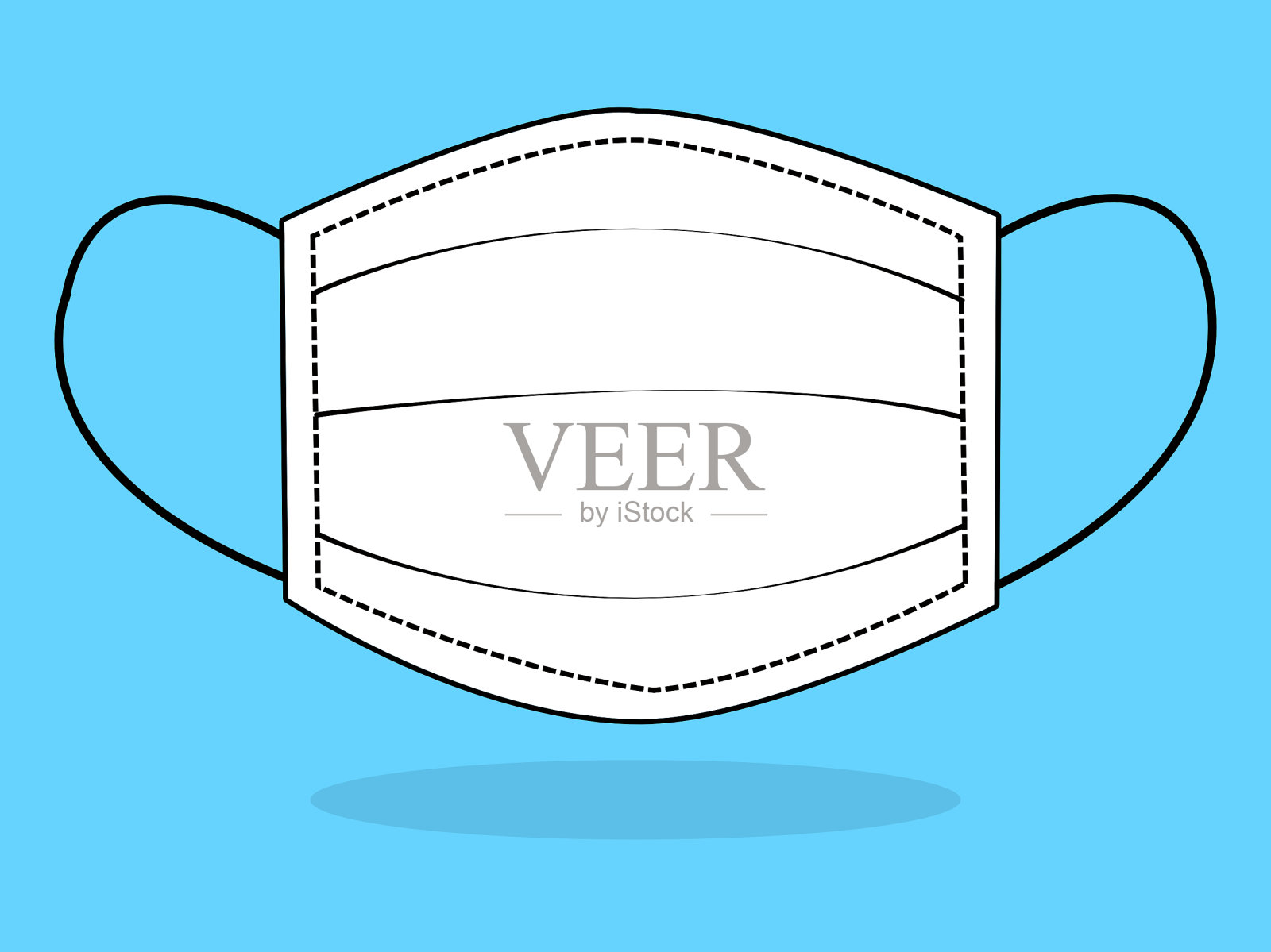 白色口罩或蓝色背景上的口罩插画图片素材