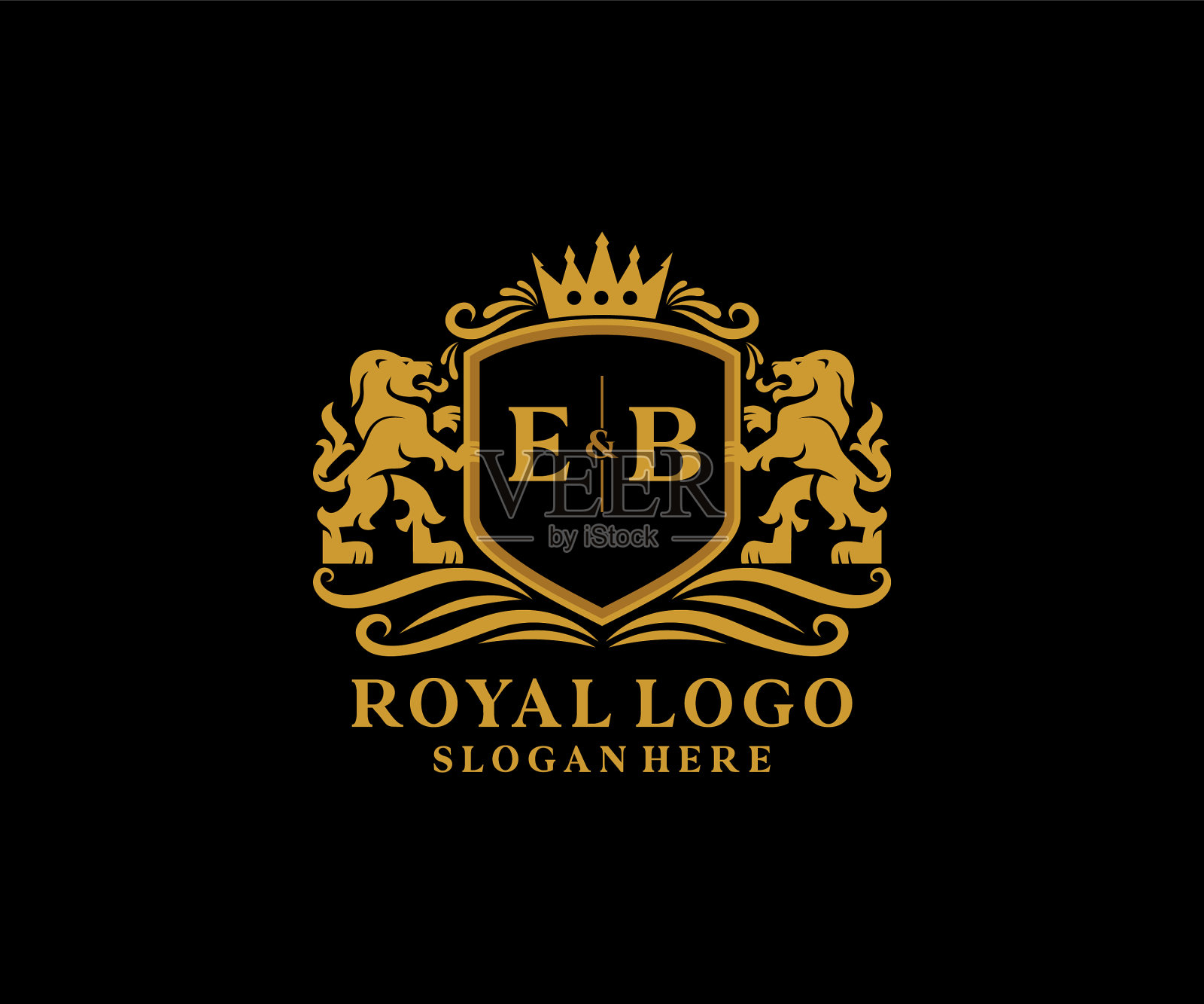 首字母eb狮子皇家豪华标志模板插画图片素材