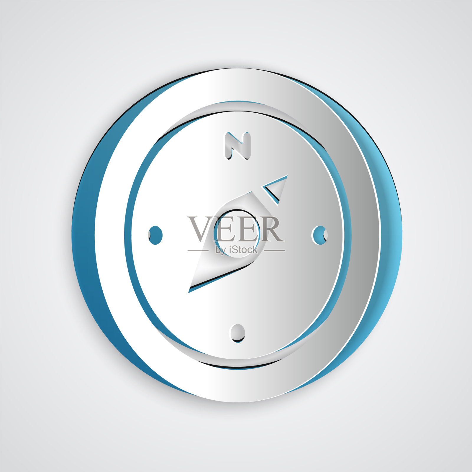 剪纸指南针图标孤立在灰色背景插画图片素材