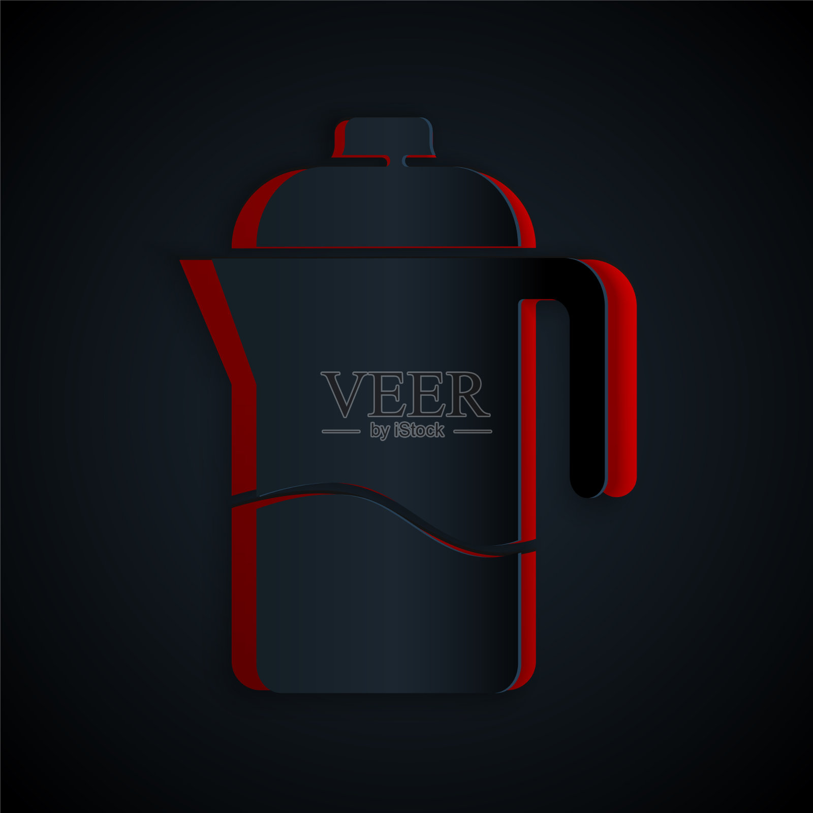 纸割法印图标孤立在黑色插画图片素材