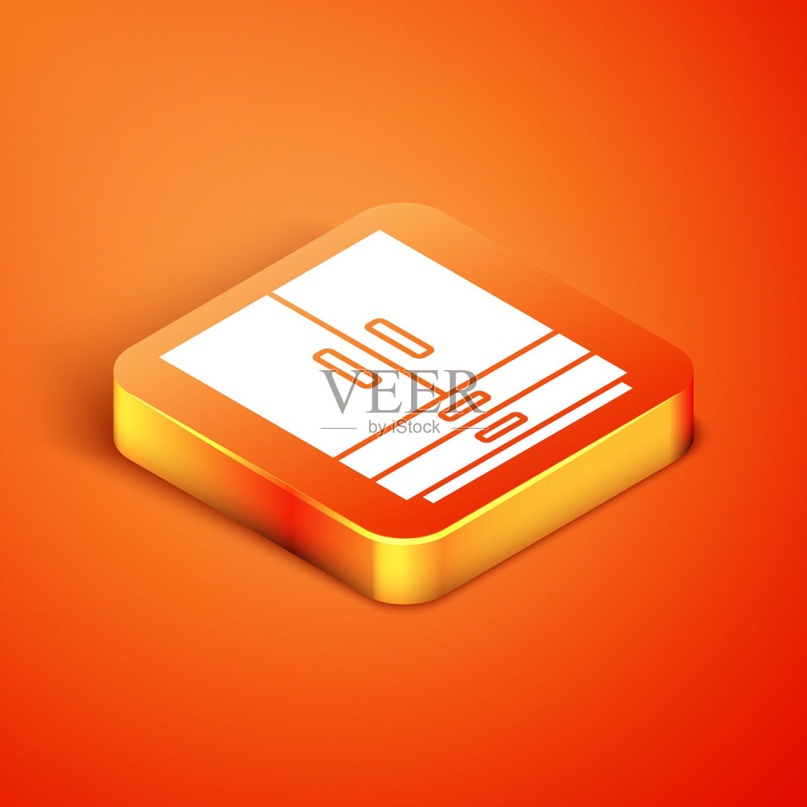 等距衣柜图标孤立的橙色插画图片素材