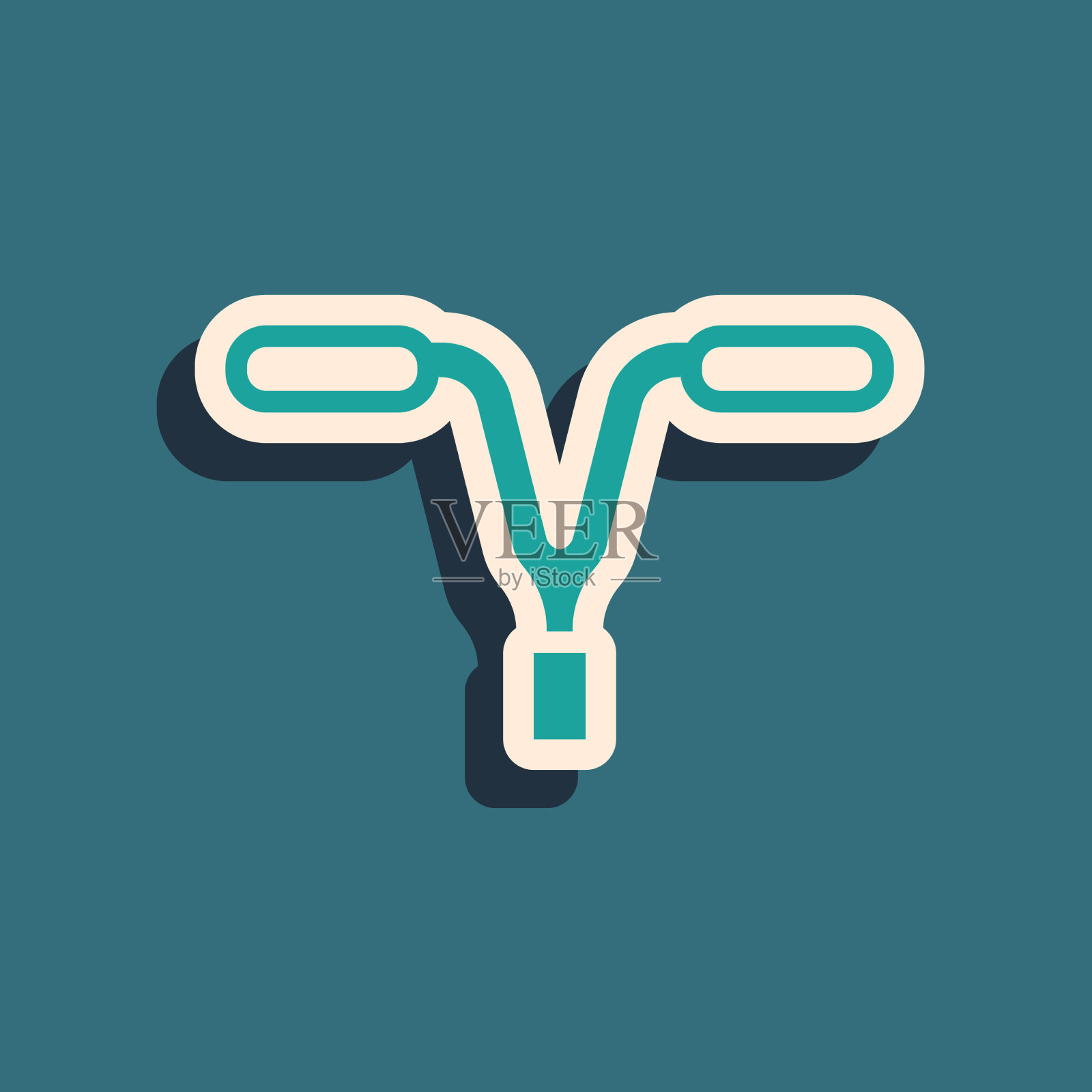 绿色自行车把手图标孤立在绿色插画图片素材