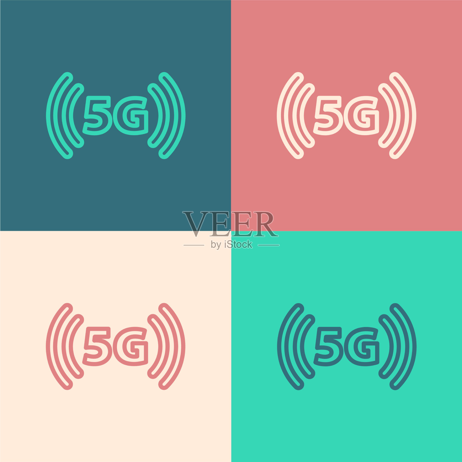 波普艺术线5g新无线互联网wifi插画图片素材