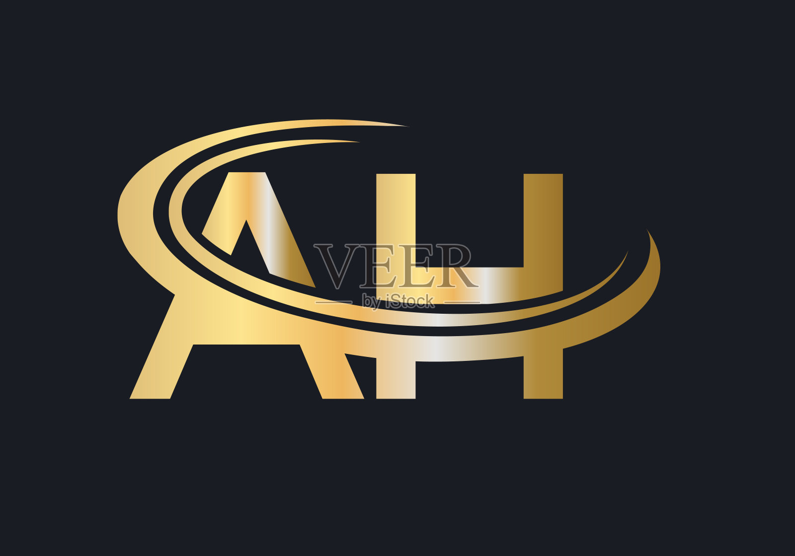 初始啊标志。AH字母标识设计矢量模板插画图片素材