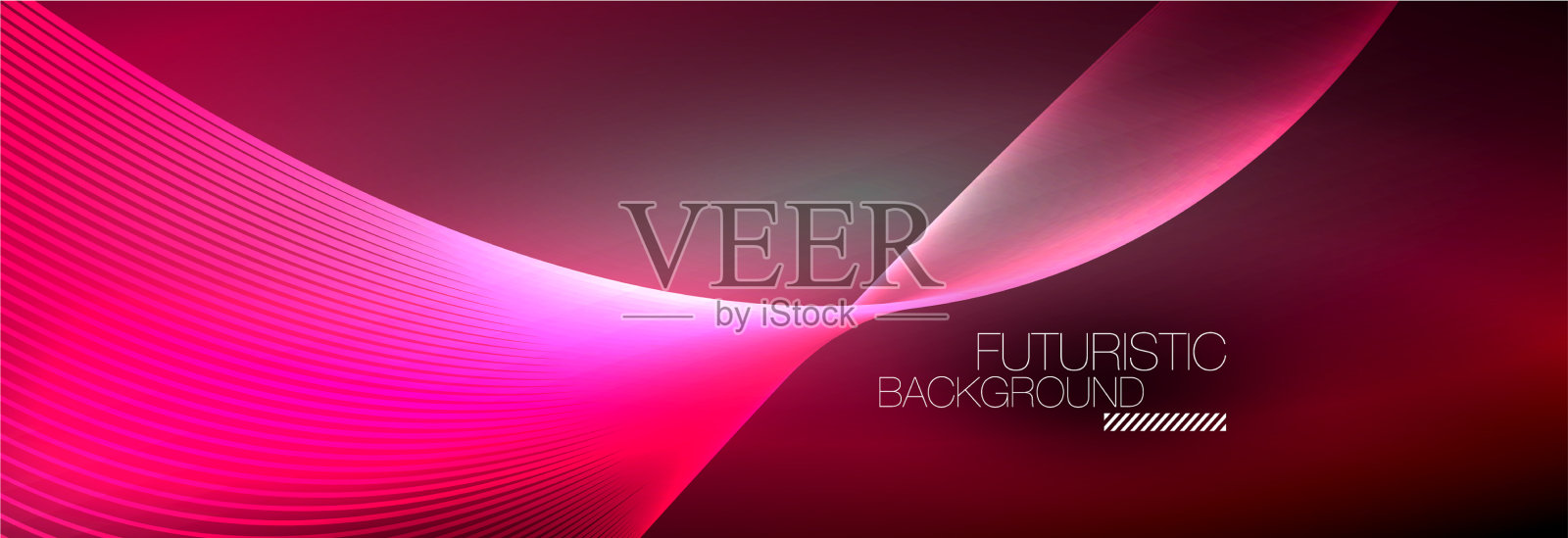 抽象的霓虹灯在黑暗中发出波浪般的光插画图片素材