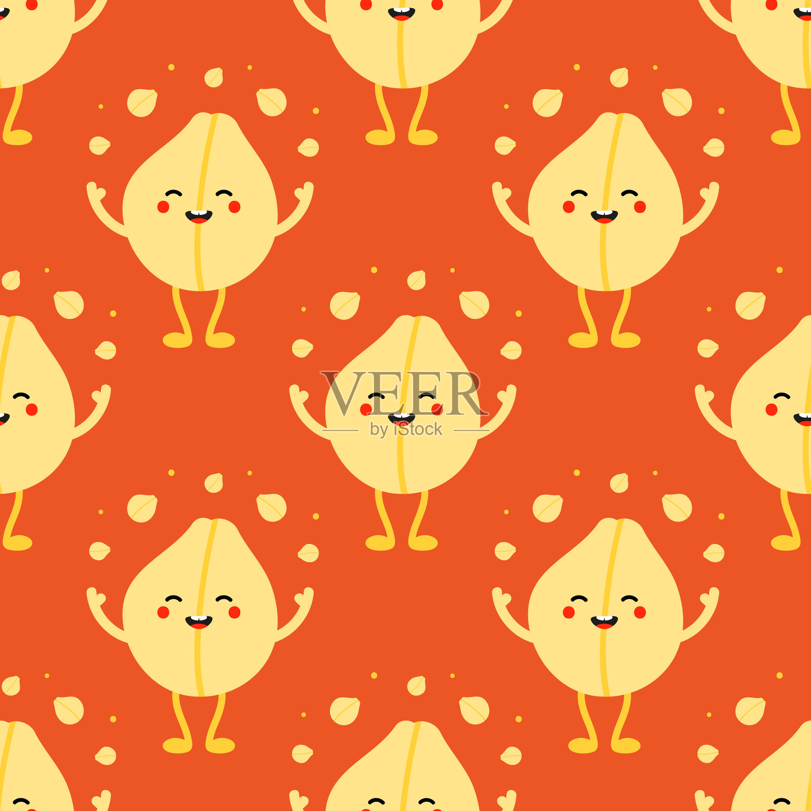 小鸡豌豆字符杂耍种子模式插画图片素材