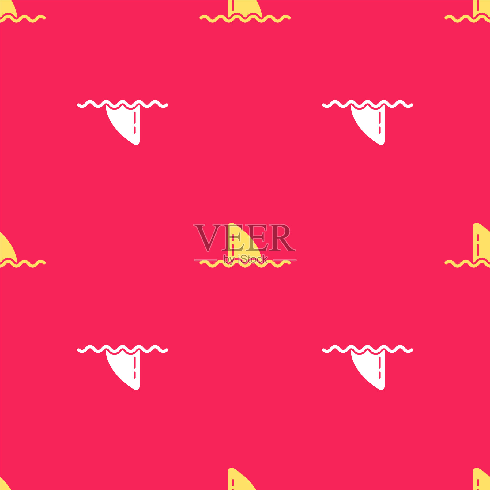 黄鱼翅在海浪图标孤立插画图片素材