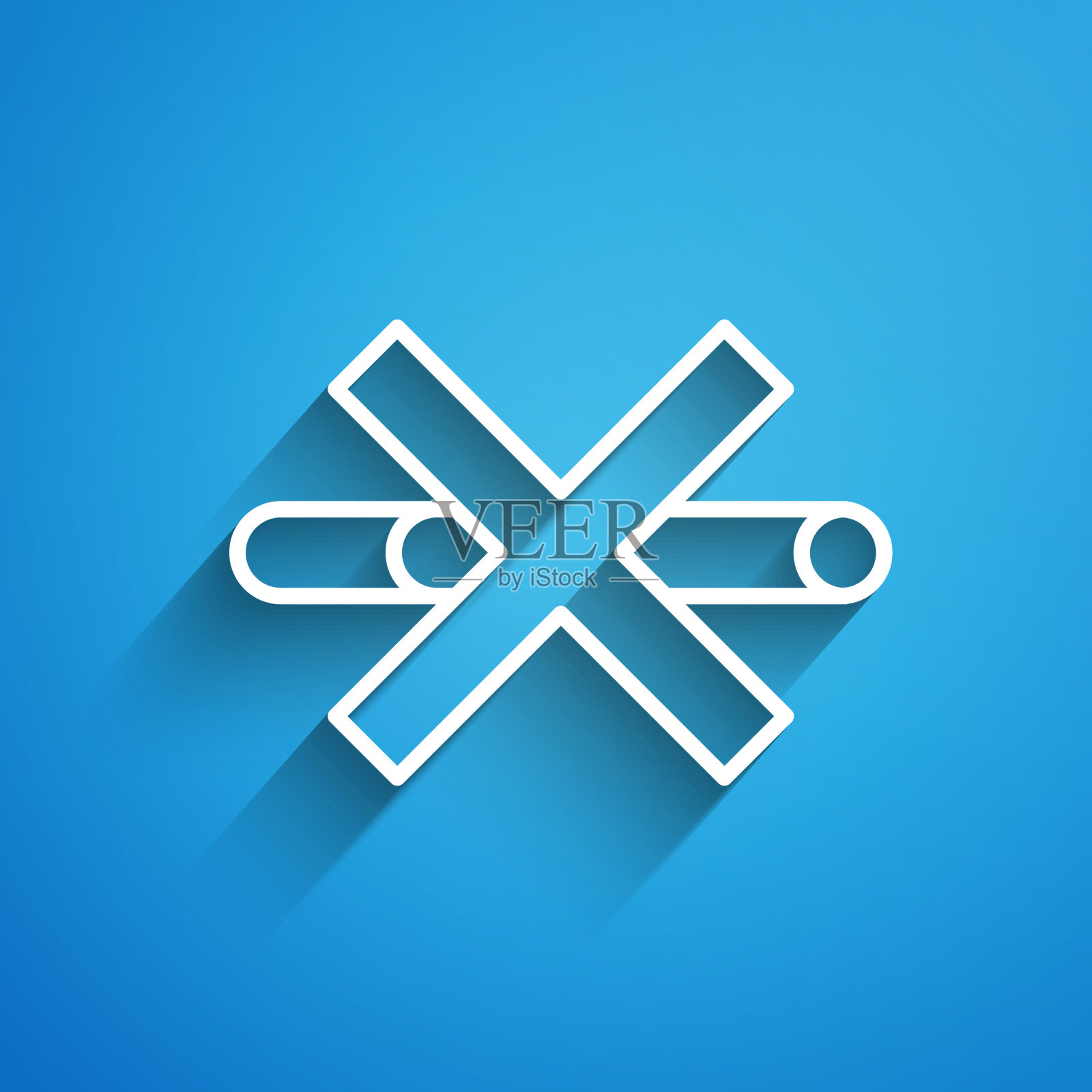 白线禁止吸烟图标隔离在蓝色上图标素材