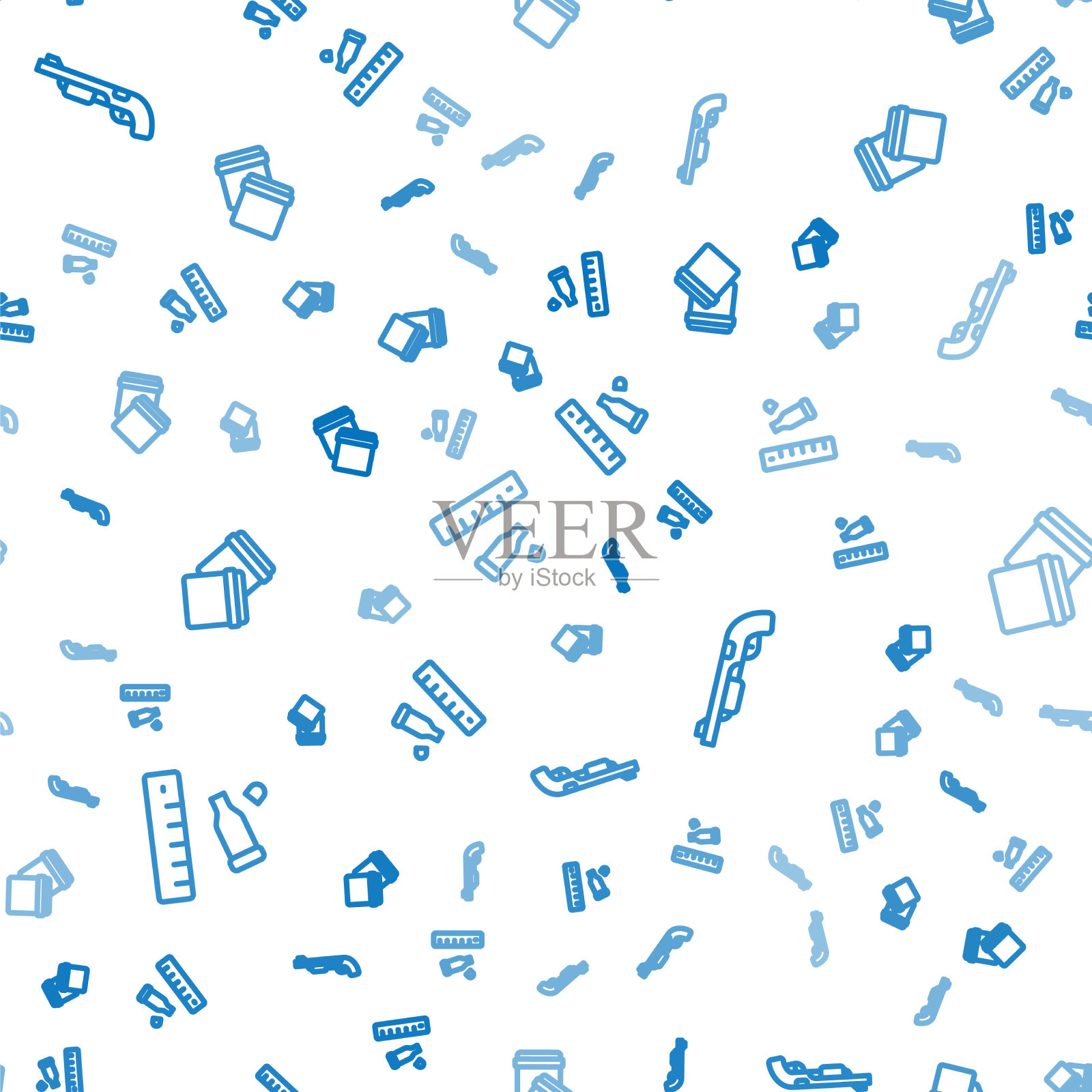 用尺子警察猎枪设置线弹壳图标素材