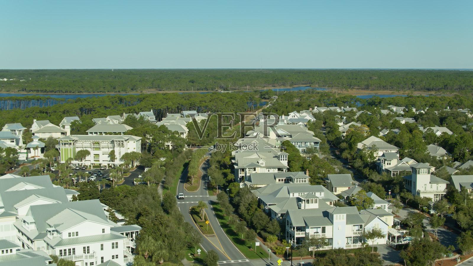 宽街在海滨,佛罗里达-航拍照片摄影图片