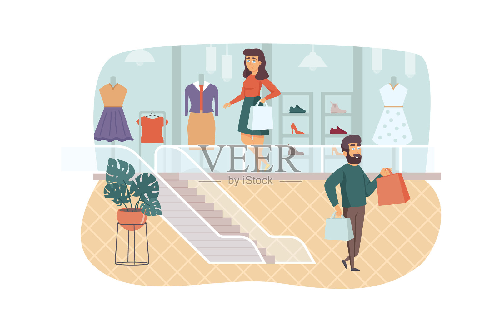 人们在服装店购物的场景和人设计元素图片