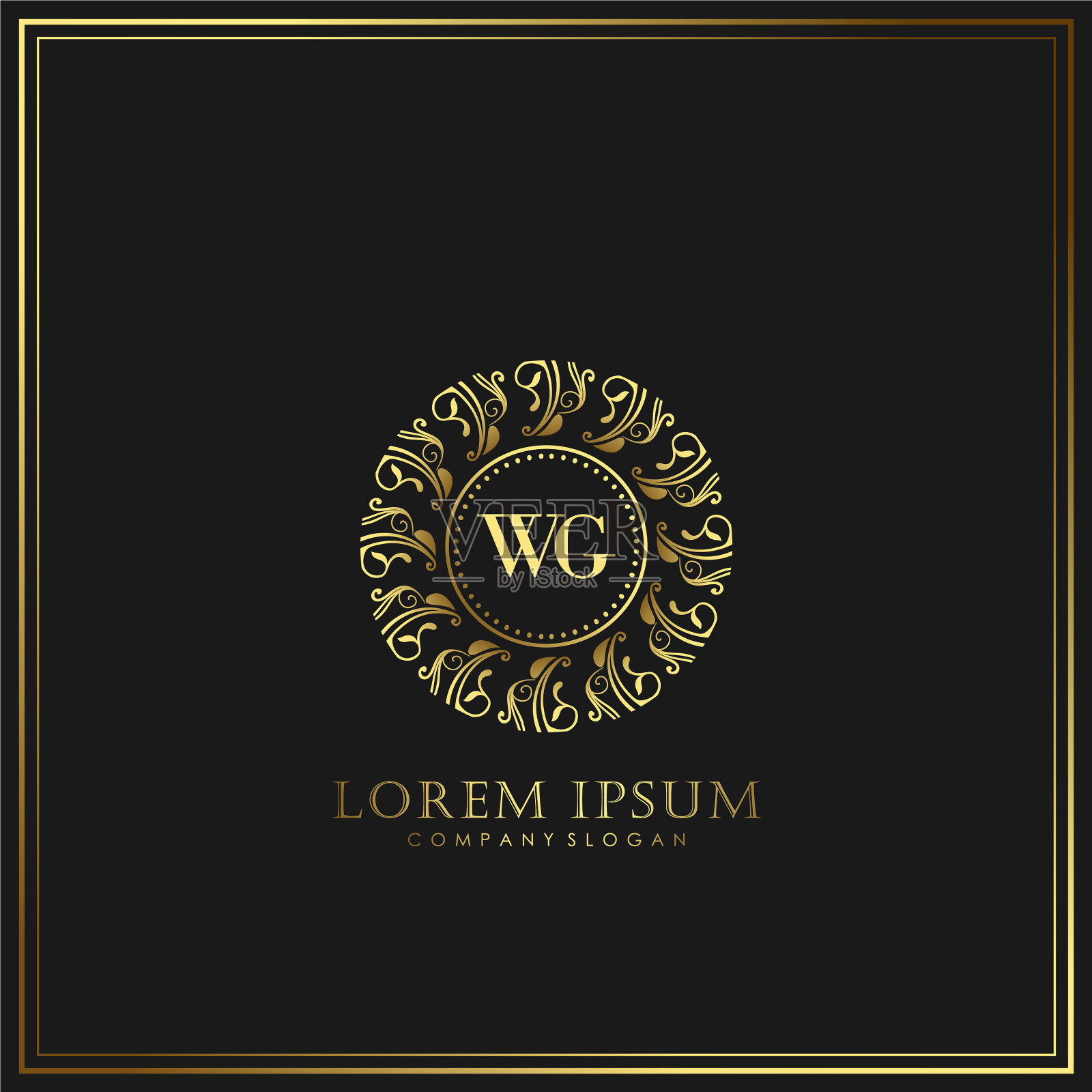 Wg的首字母豪华标志模板在艺术插画图片素材