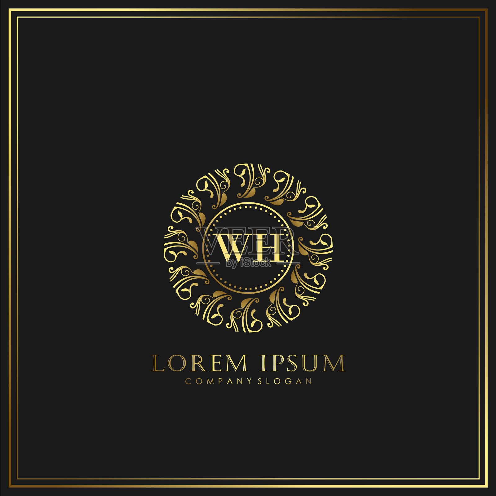 Wh首字母的豪华标志模板在艺术插画图片素材