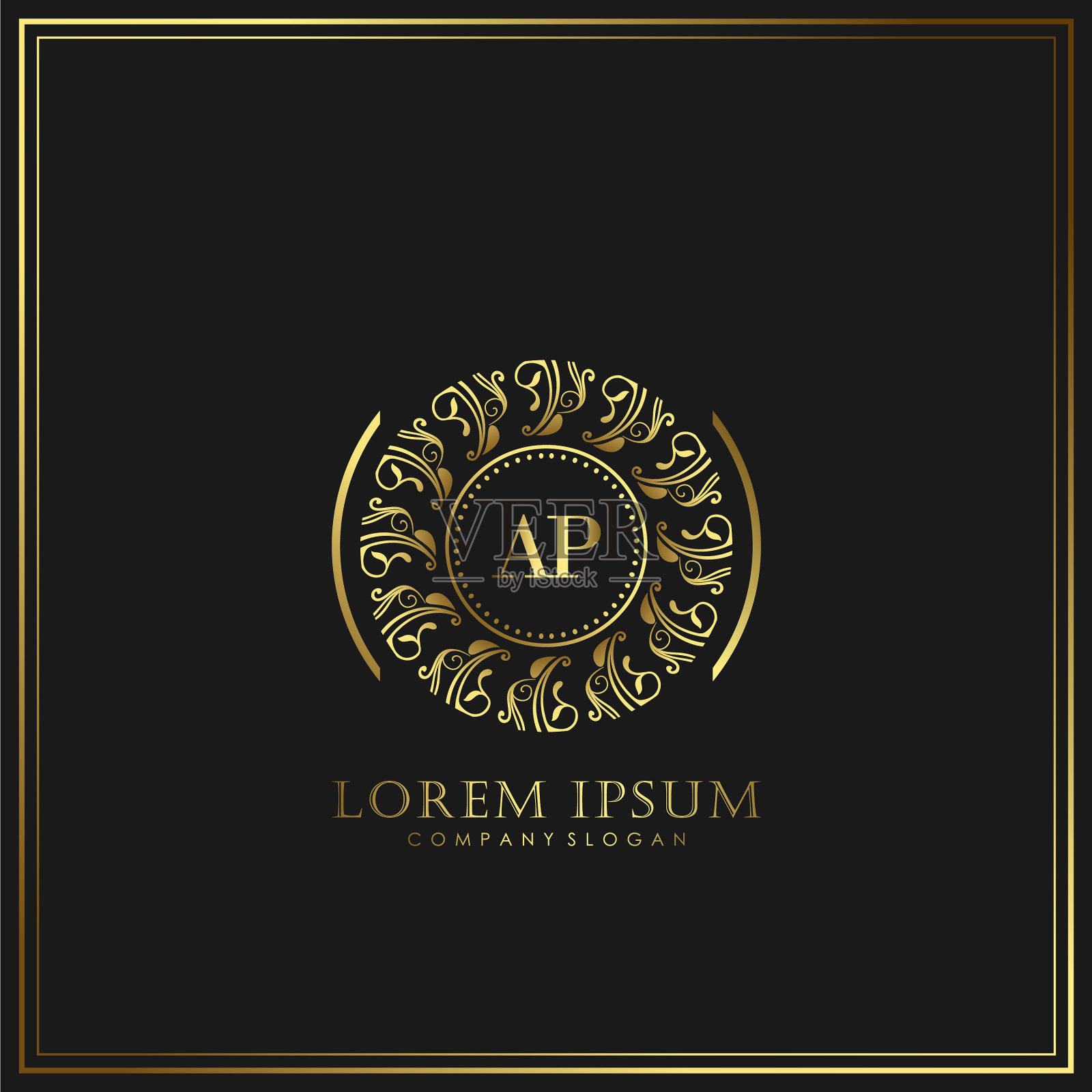 美联社首字母豪华标志模板在艺术插画图片素材