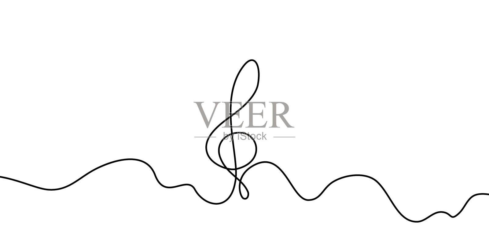 连续画高音谱号一行插画图片素材