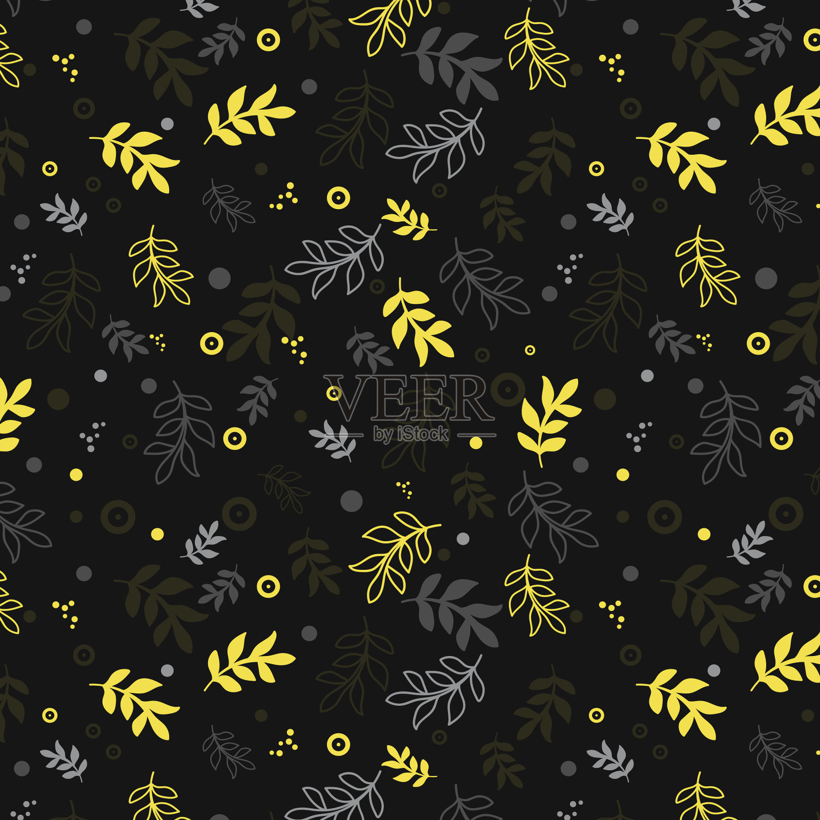 胶花花纹黄灰相间插画图片素材