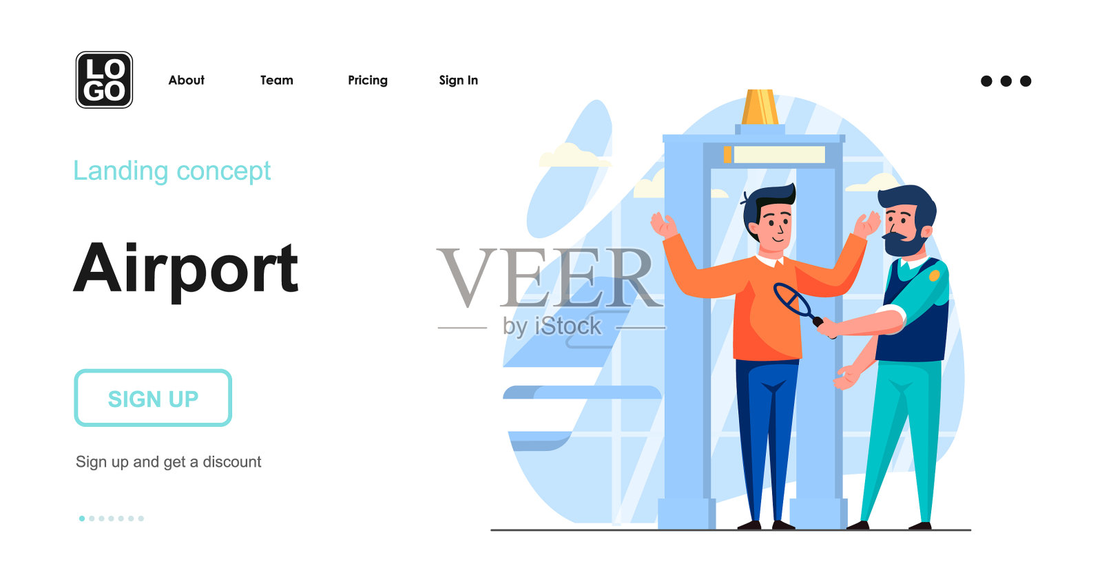 机场网络概念旅客在插画图片素材