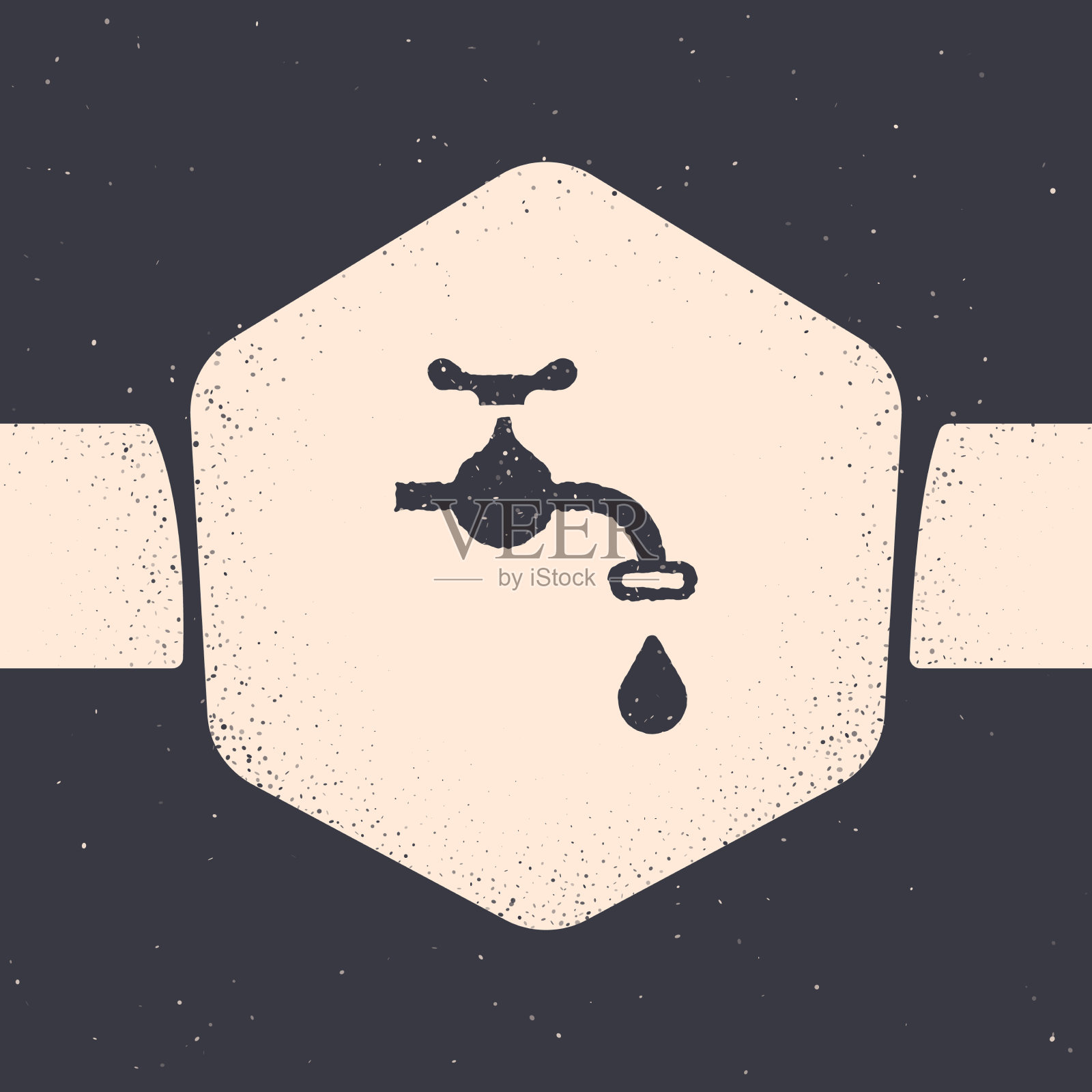 带有落水图标的垃圾水龙头插画图片素材