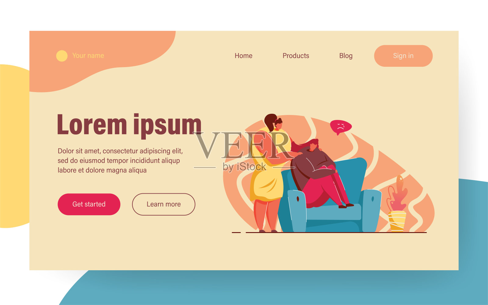 朋友给予抑郁的人支持插画图片素材