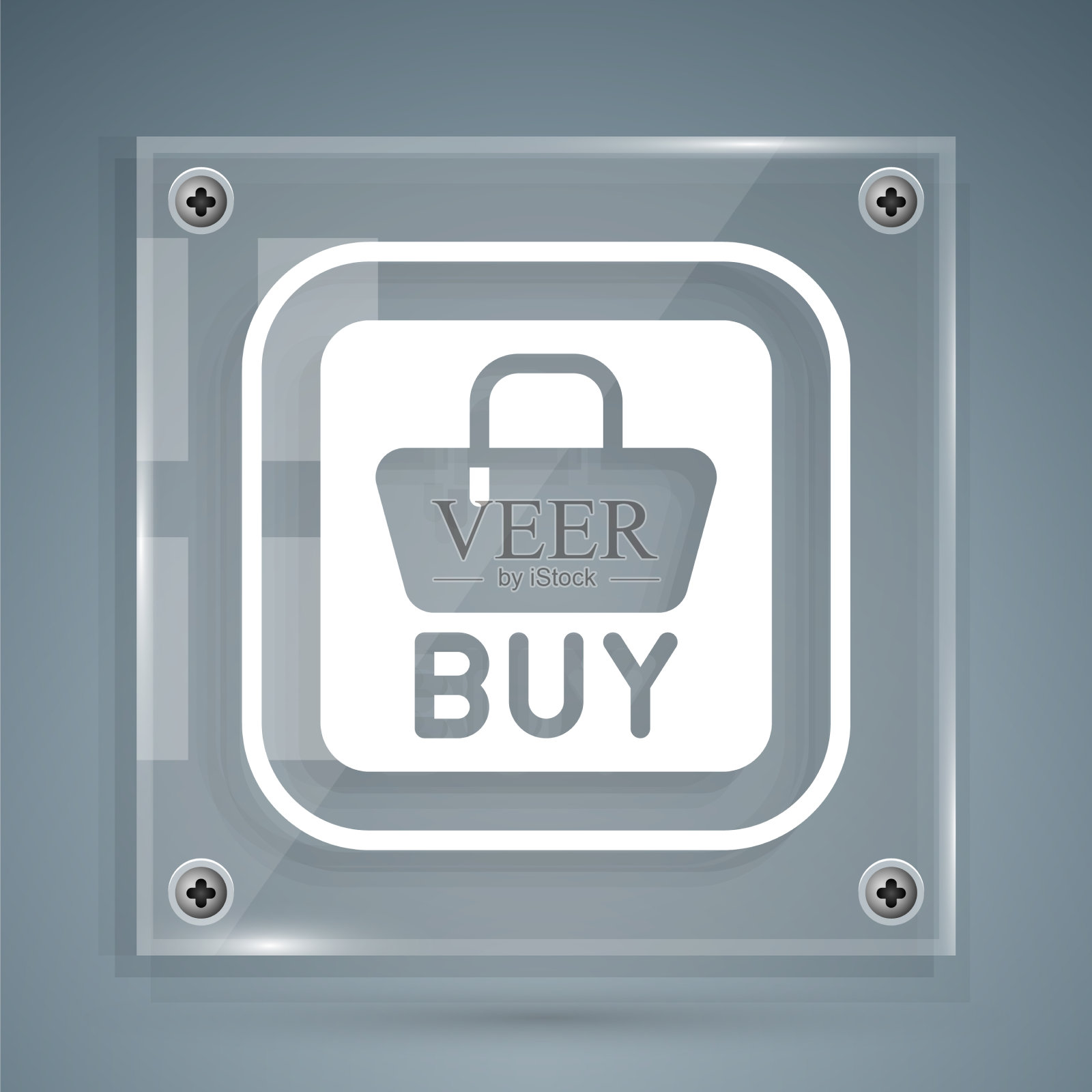 白色购买按钮图标孤立在灰色背景插画图片素材