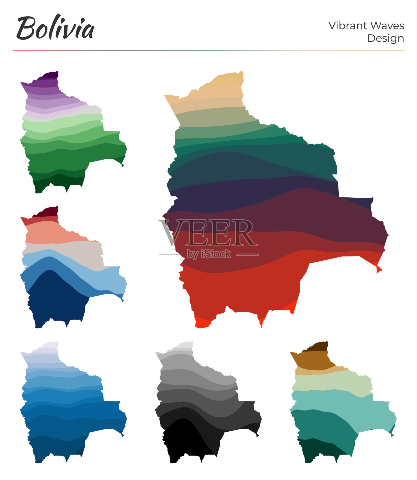 玻利维亚的向量地图集。插画图片素材