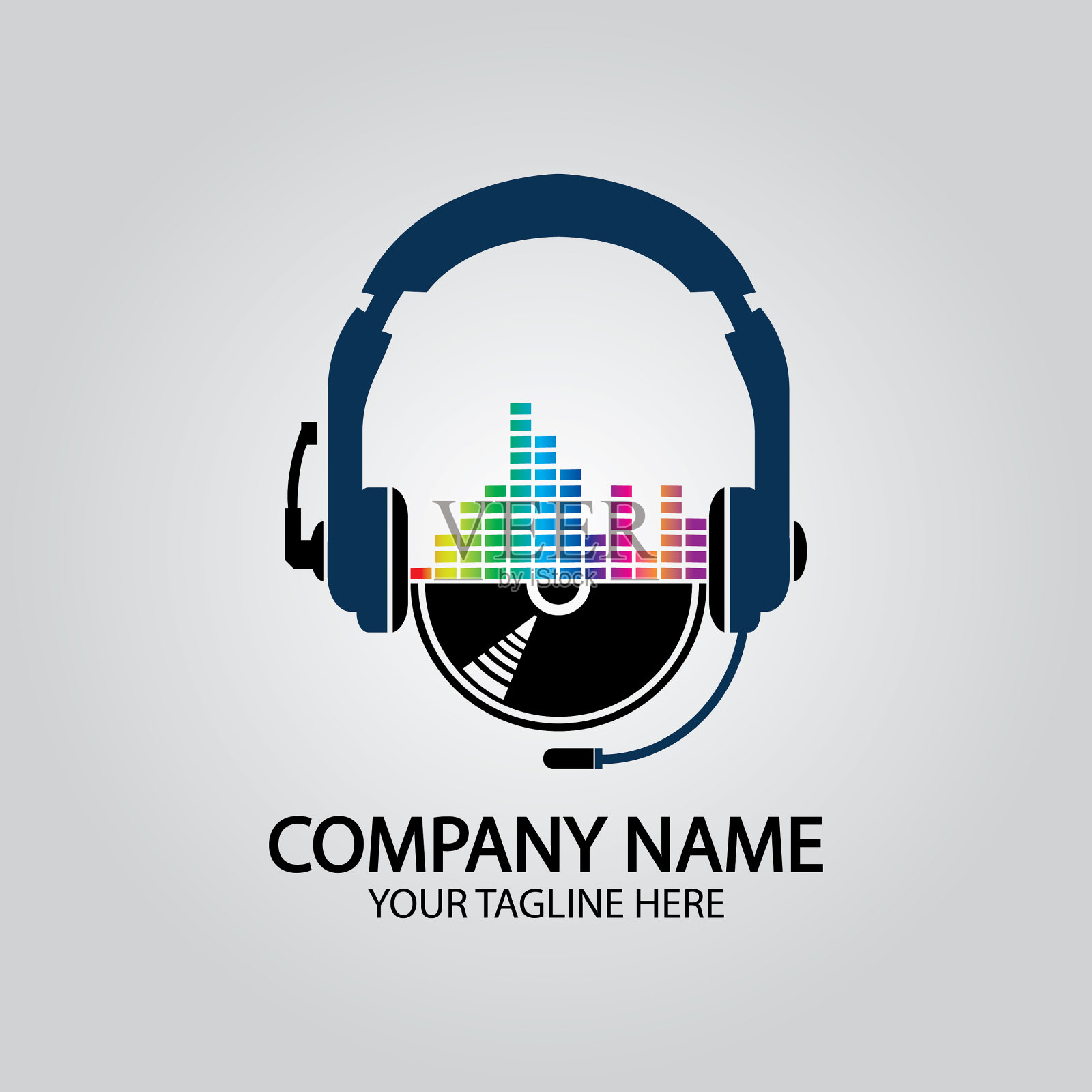 耳机DJ音乐工作室录制声波插画图片素材