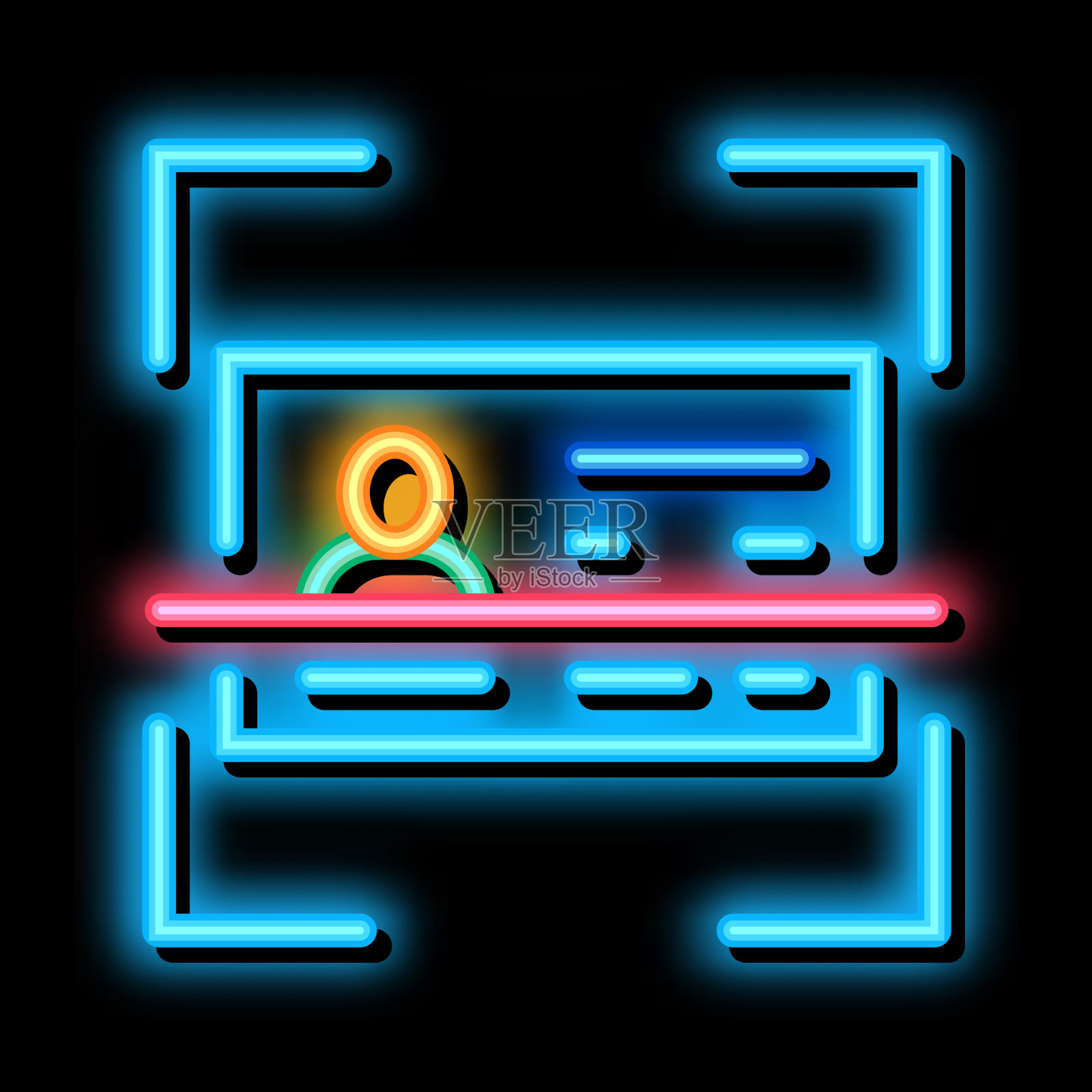 文档扫描霓虹灯图标插画图片素材