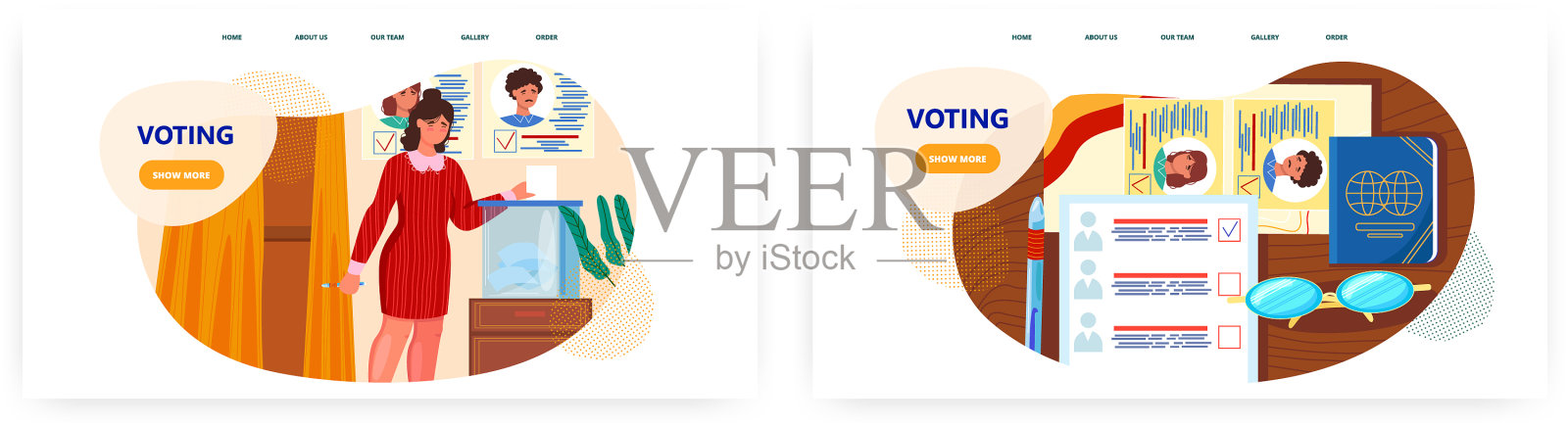 投票登陆页面设计网站横幅插画图片素材