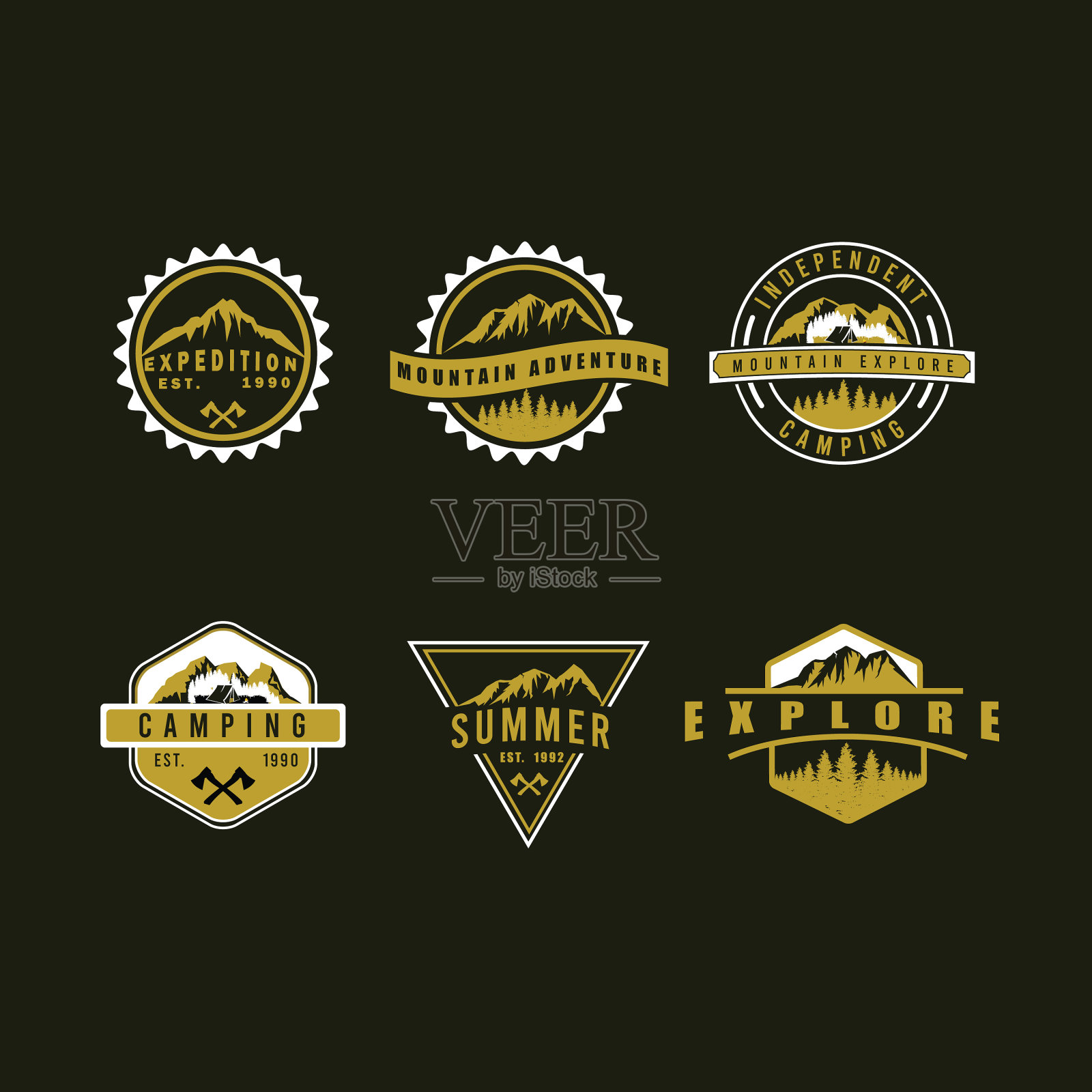 套徽章山标图标素材