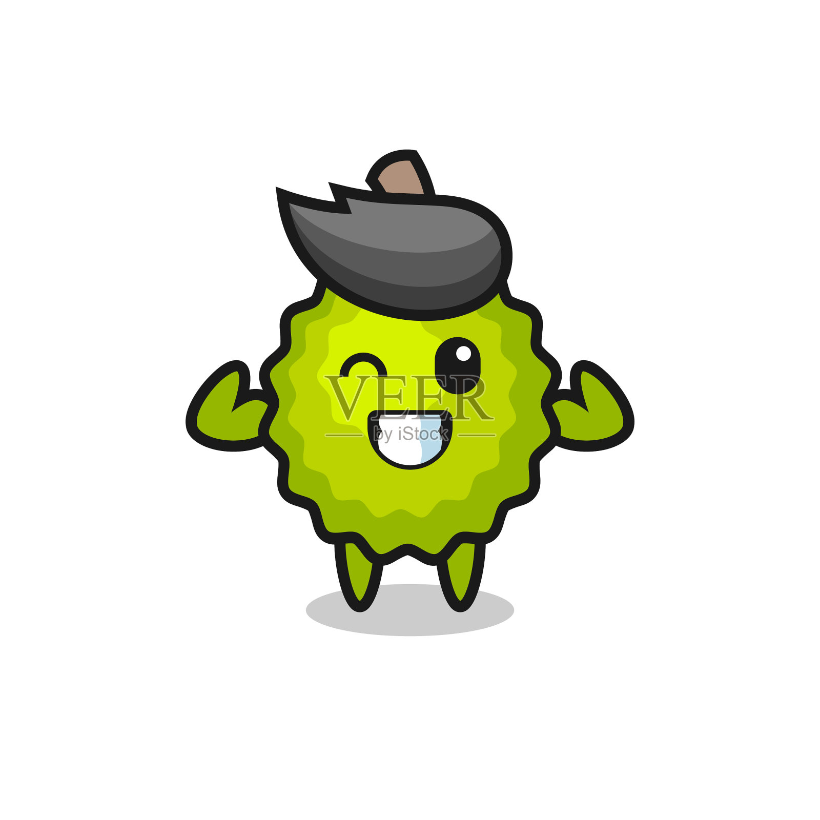 肌肉发达的榴莲人物正在摆姿势展示他的设计元素图片