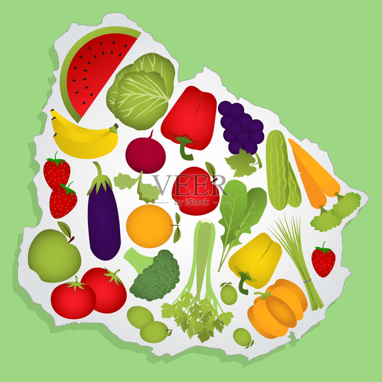 用水果绘制乌拉圭地图插画图片素材