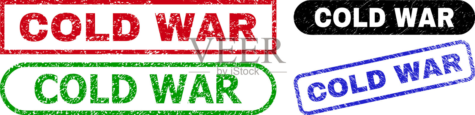 垃圾风格的冷战矩形印章插画图片素材