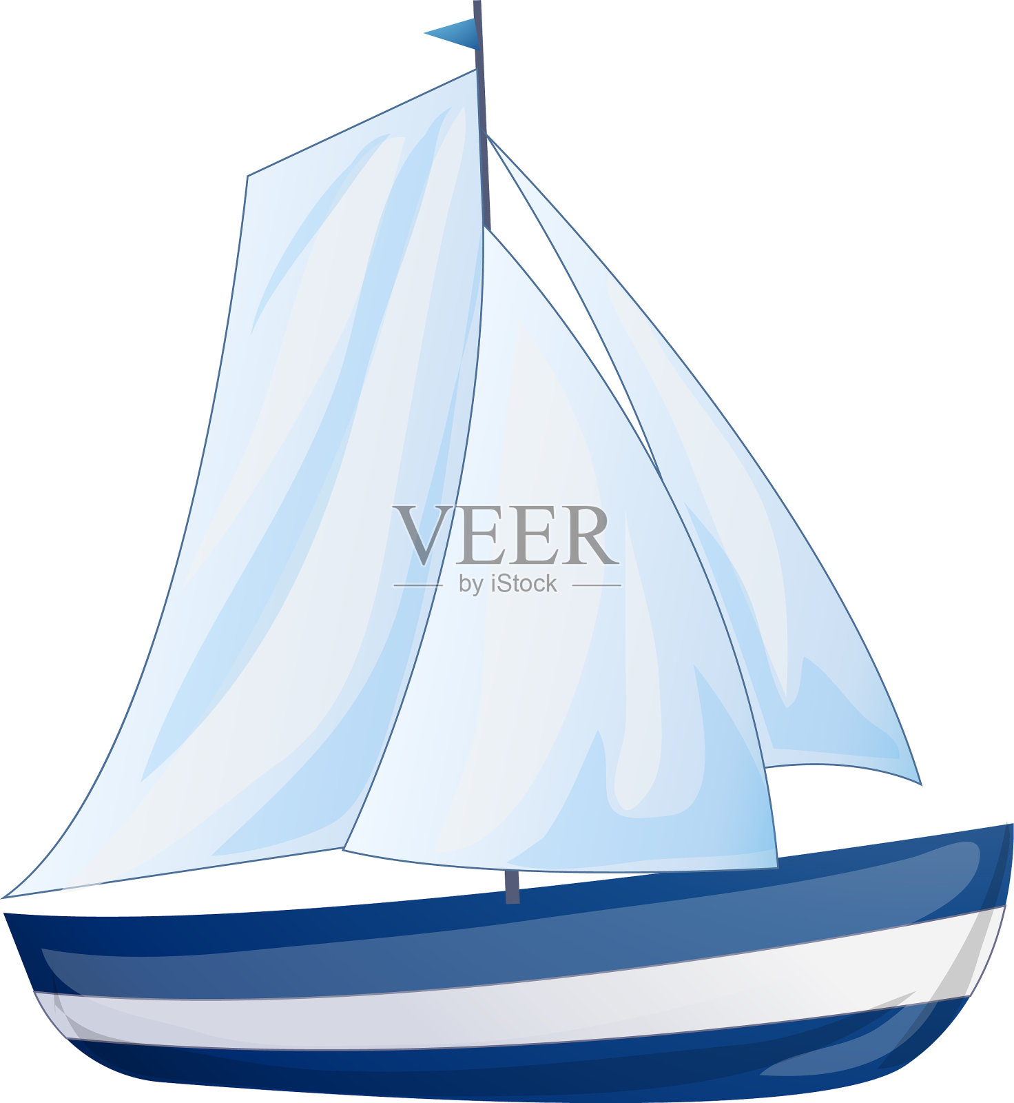 海上游艇图标卡通风格设计元素图片