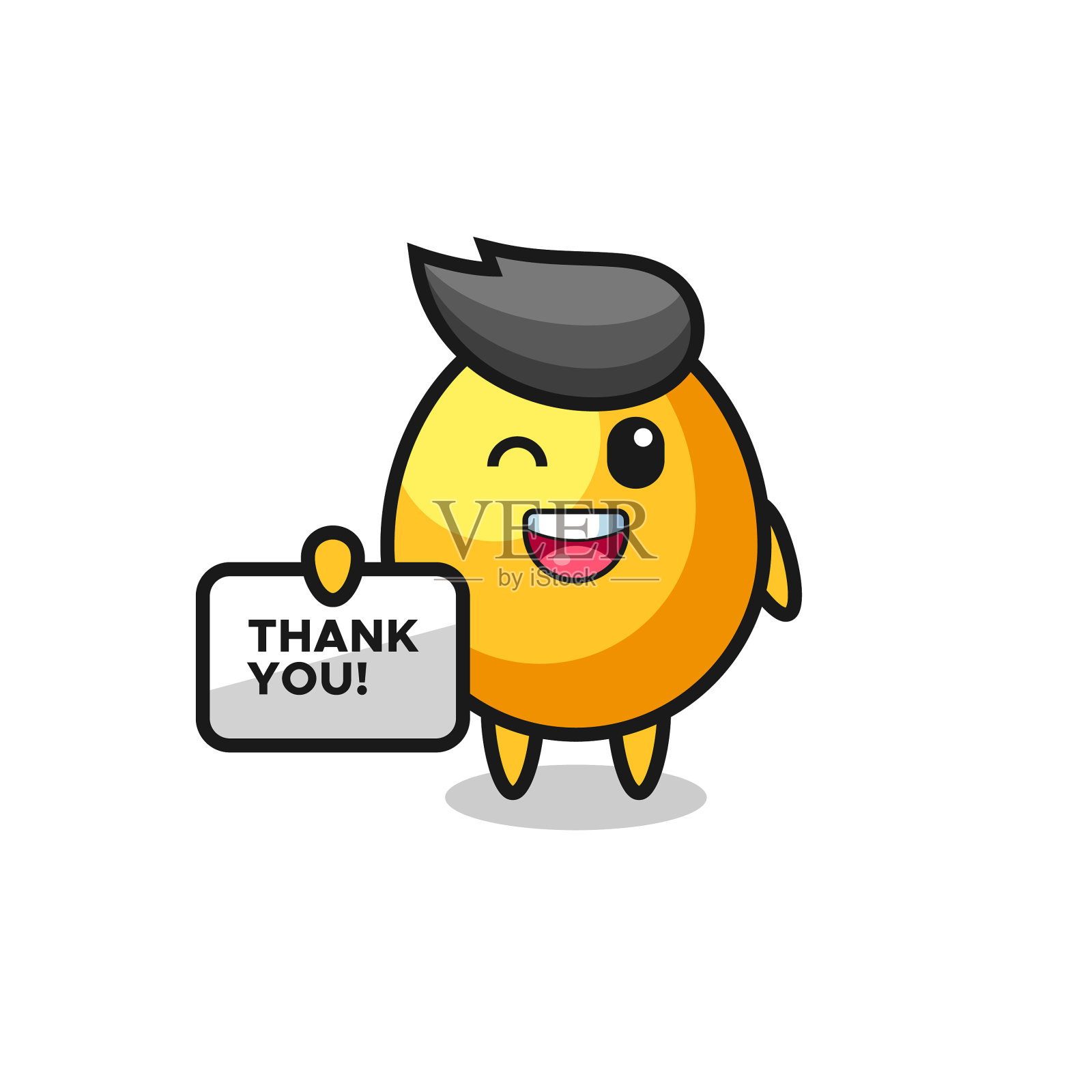 吉祥物金蛋举着旗子插画图片素材