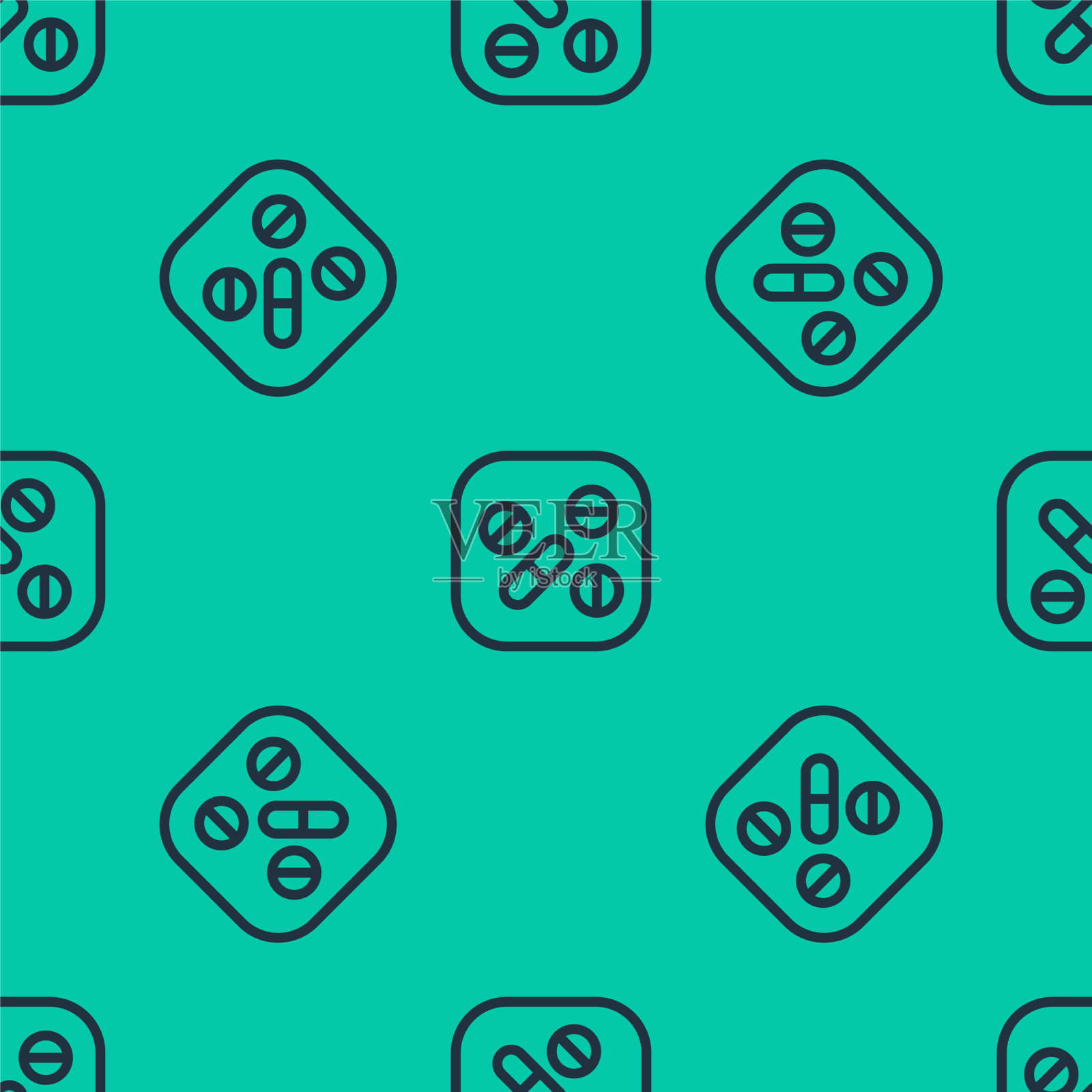 蓝线药片或药片图标隔离图标素材