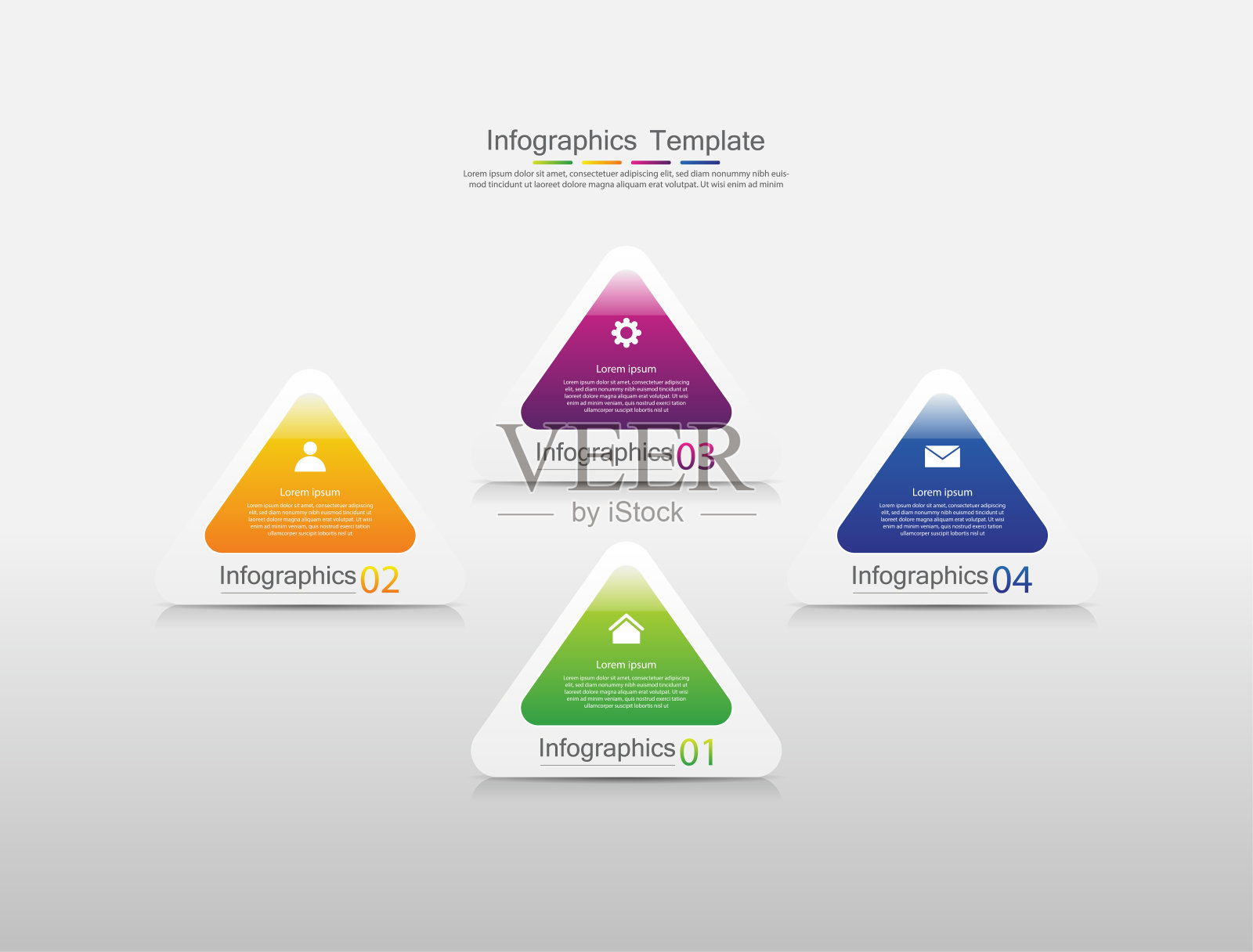 演示业务彩色信息图形模板用4步设计模板素材