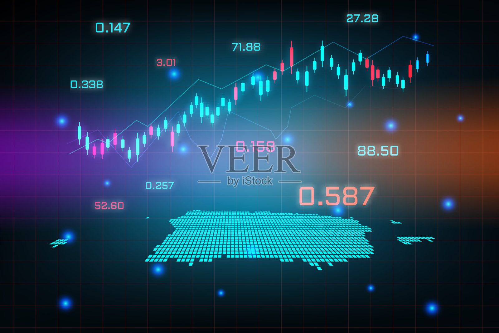 股票市场背景图或外汇交易业务图为波多黎各金融投资概念图。经营理念和技术创新设计。插画图片素材