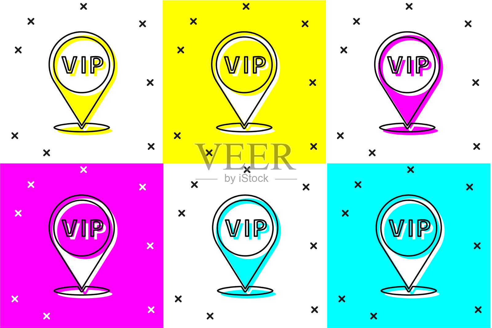 设置位置VIP图标孤立的颜色背景图标素材