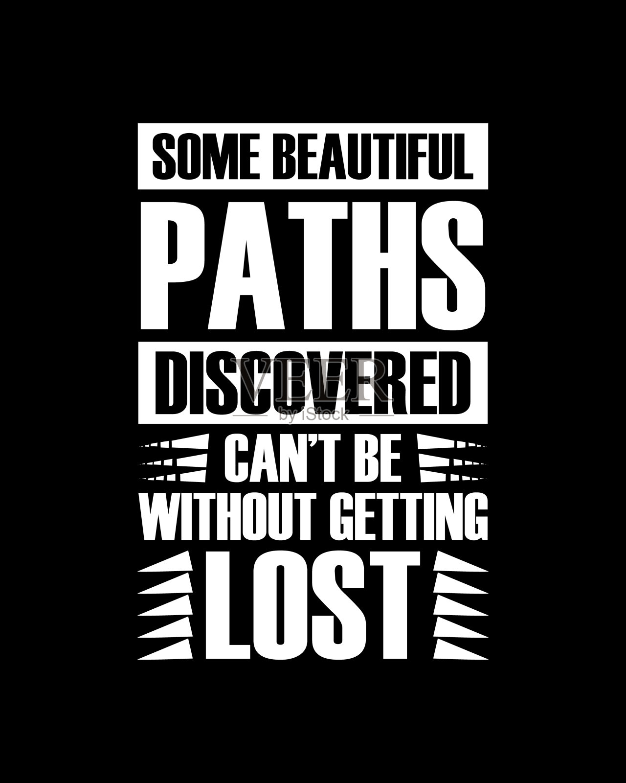 有些美丽的小路不迷路是不会被发现的。手绘排版海报设计。插画图片素材