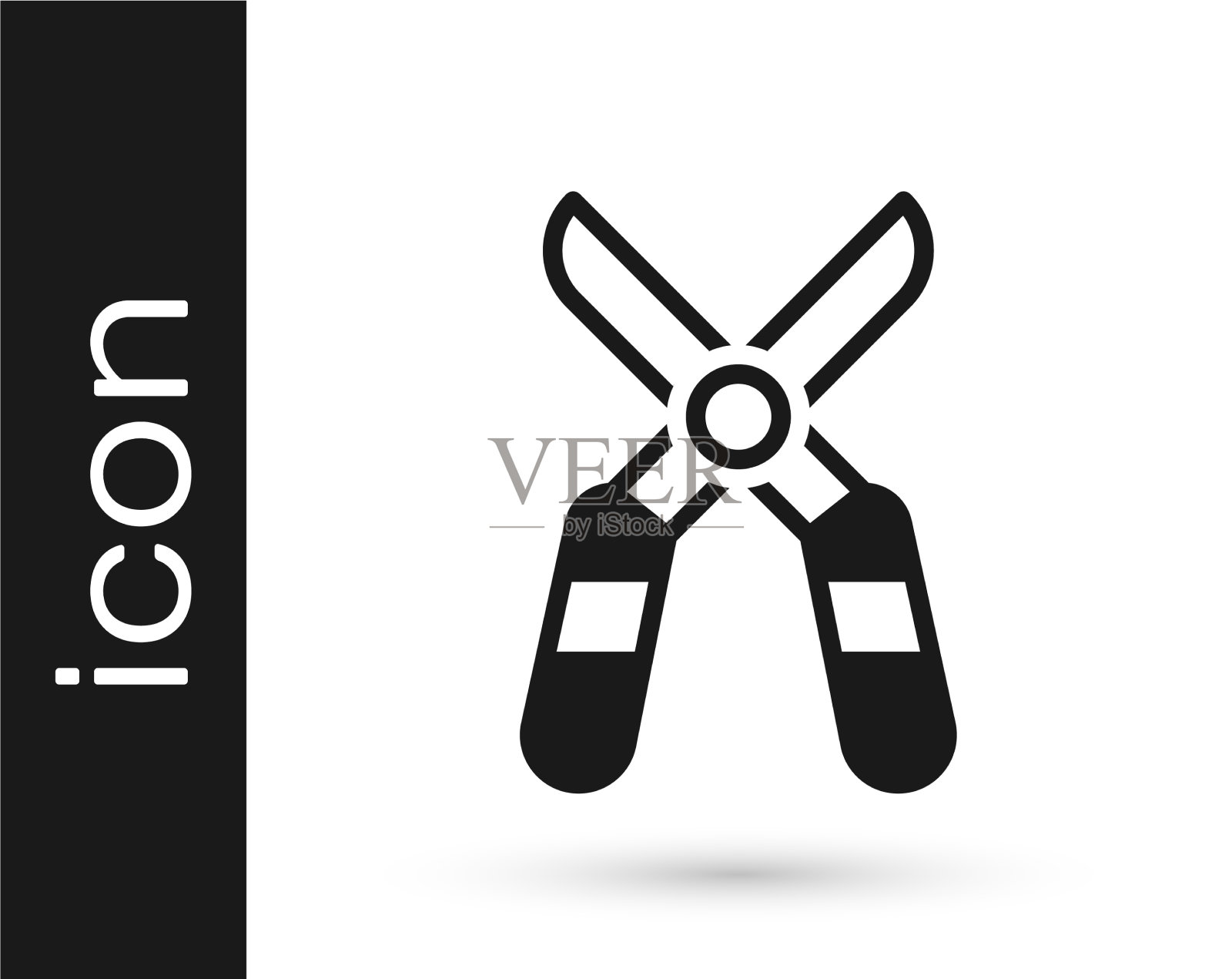 黑色园艺手工修剪剪刀图标素材