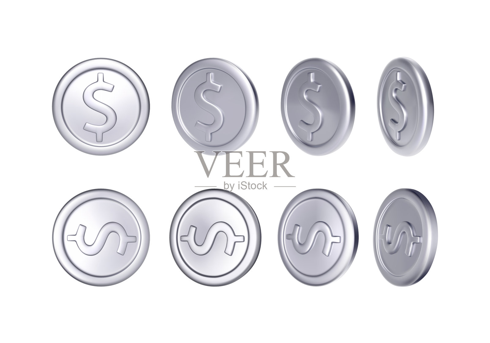 设置银币与美元符号旋转图标素材