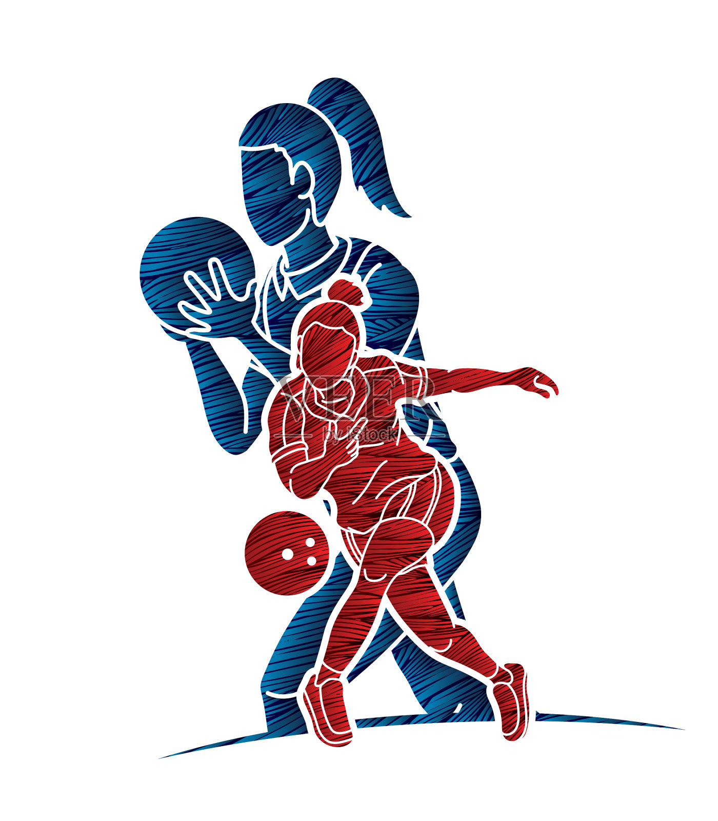 保龄球组女选手动作保龄球设计元素图片